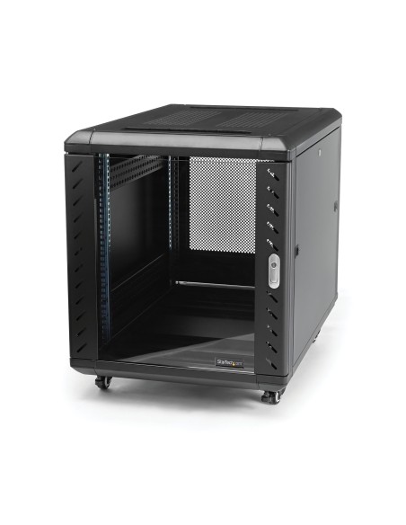 StarTech.com Armario Rack para Servidores 12U 19" 4 Columnas - Rack de Servidores con Cerradura y Seguro - Rack con Ruedas y