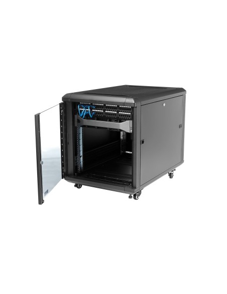 StarTech.com Armario Rack para Servidores 12U 19" 4 Columnas - Rack de Servidores con Cerradura y Seguro - Rack con Ruedas y