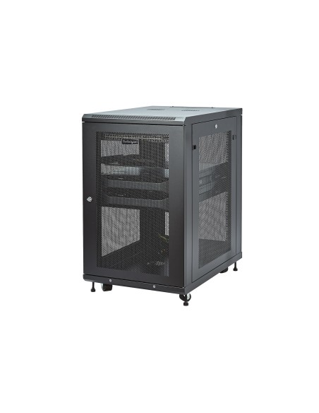 StarTech.com Armario Rack para Servidores 18U 19" 4 Columnas - Rack de Servidores con Cerradura y Seguro - Rack con Ruedas y