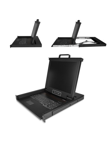 StarTech.com Consola KVM de Montaje en Rack - Teclado QWERTY - KVM para Rack de Servidores de 1 puerto VGA con Monitor LCD de
