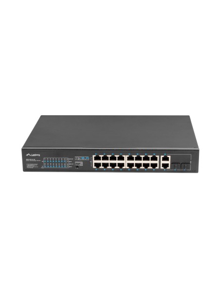Lanberg RSFE-16P-2C-150 switch No administrado Gigabit Ethernet (10 100 1000) Energía sobre Ethernet (PoE) 1U Negro
