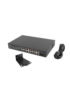 Lanberg RSFE-16P-2C-150 switch No administrado Gigabit Ethernet (10 100 1000) Energía sobre Ethernet (PoE) 1U Negro 2