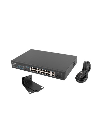 Lanberg RSFE-16P-2C-150 switch No administrado Gigabit Ethernet (10 100 1000) Energía sobre Ethernet (PoE) 1U Negro