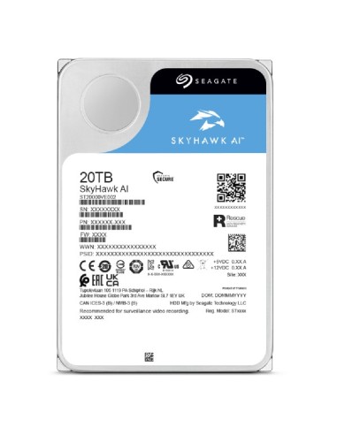 Seagate SkyHawk AI 20 TB disco duro interno 7200 RPM 256 MB 3.5" Serial ATA III