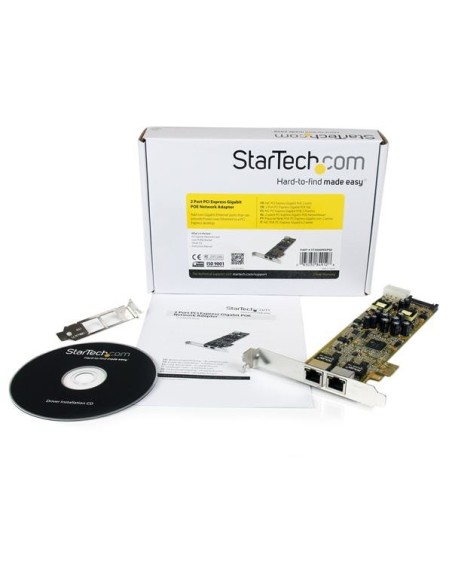 StarTech.com Tarjeta Adaptador de Red PoE PSE PCI Express PCIe Gigabit Ethernet con 2 Puertos RJ45