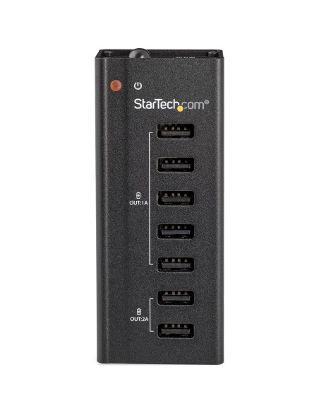 StarTech.com Estación de Carga USB de 7 Puertos Autónoma - 5x Puertos de 1A y 2x Puertos de 2A - Base de Carga USB