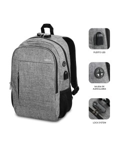 SUBBLIM Mochila para Portátil Urban Lock Backpack 16" Grey 2