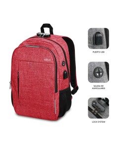 SUBBLIM Mochila para Portátil Urban Lock Backpack 16" Red 2