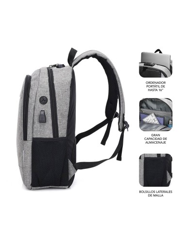 SUBBLIM Mochila para Portátil Urban Lock Backpack 16" Grey