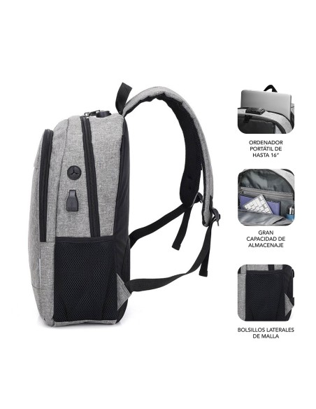 SUBBLIM Mochila para Portátil Urban Lock Backpack 16" Grey