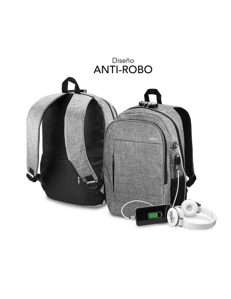 SUBBLIM Mochila para Portátil Urban Lock Backpack 16" Grey