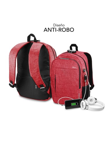 SUBBLIM Mochila para Portátil Urban Lock Backpack 16" Red