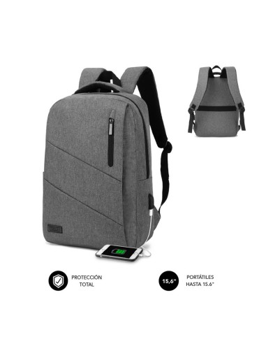 SUBBLIM City Backpack Mochila para portátil 15.6", Poliéster Oxford, Gris