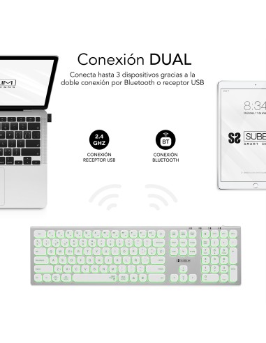 SUBBLIM Teclado Bluetooth 2.4G Master iluminado Ext P B