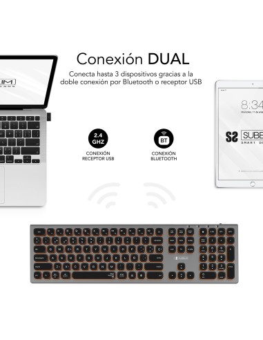 SUBBLIM Teclado Bluetooth 2.4G Master iluminado Ext G N