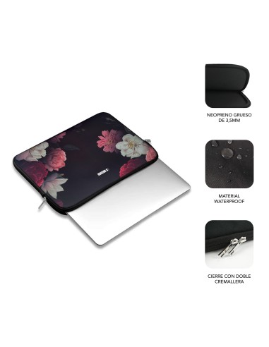 SUBBLIM Funda Ordenador Neopreno Trendy Sleeve Neo Flowers 13,3-14"