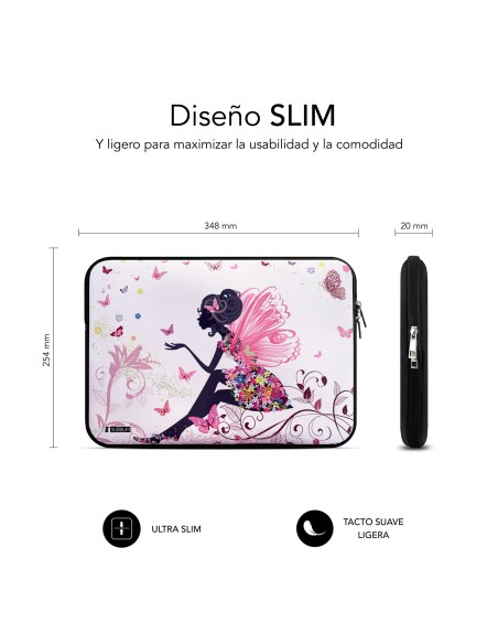 SUBBLIM Funda Ordenador Neopreno Trendy Sleeve Neo Hada 13,3-14"