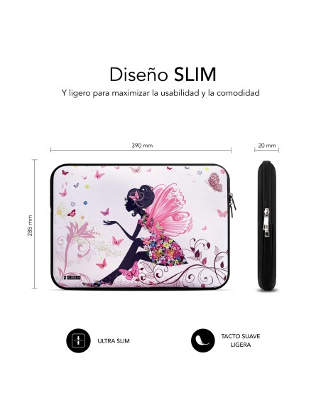 SUBBLIM Funda Ordenador Neopreno Trendy Sleeve Neo Hada 15,6"