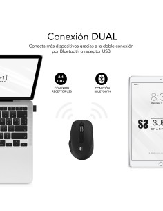 SUBBLIM Ratón CURVE ERGO DUAL MOUSE BATTERY BLACK 2