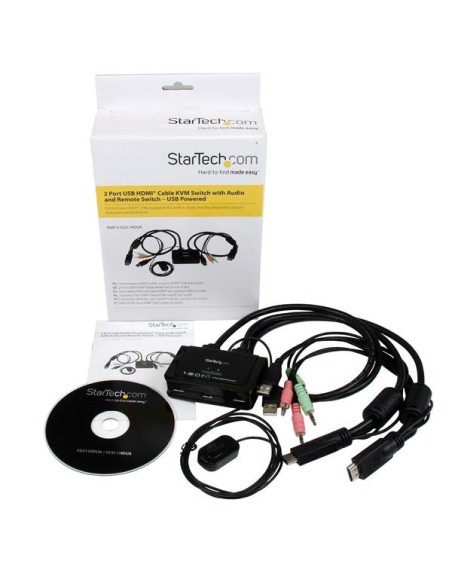 StarTech.com Conmutador Switch KVM 2 puertos HDMI USB Audio con Cables Integrados - 1080p