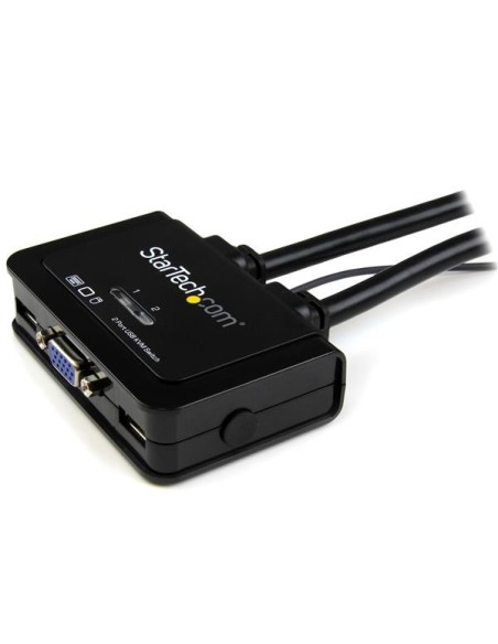 StarTech.com Switch Conmutador KVM de Cable con 2 Puertos VGA USB Alimentado por USB con Interruptor Remoto