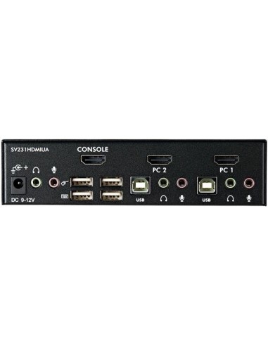 StarTech.com Conmutador Switch KVM 2 puertos HDMI con Hub Concentrador USB 2.0 Audio - 1920x1200