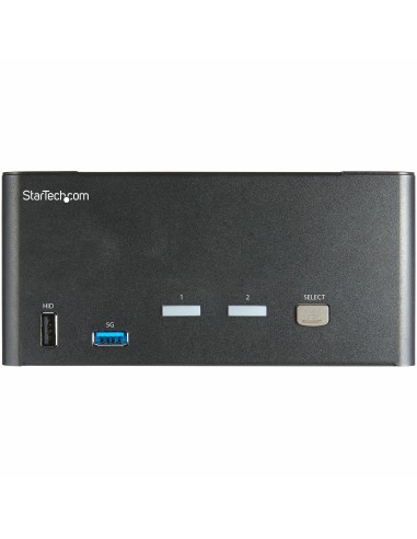 StarTech.com Switch Conmutador KVM de 2 Puertos DisplayPort 4K para 3 Monitores - Vídeo de 4K y 60Hz Ultra HD - HDR - Hub