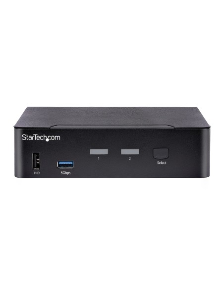 StarTech.com Switch Conmutador KVM USB C Tipo C, KVM de 2 puertos DisplayPort con Vídeo UHD HDR de 4K 60Hz, Audio de 3,5mm, Hub