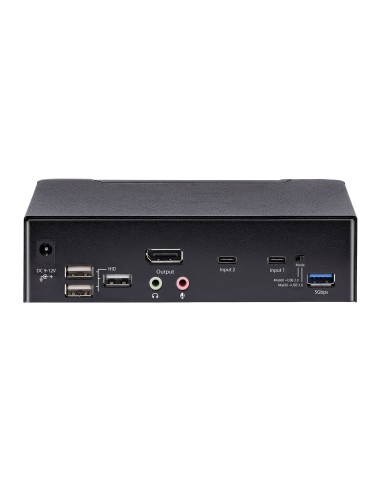 StarTech.com Switch Conmutador KVM USB C Tipo C, KVM de 2 puertos DisplayPort con Vídeo UHD HDR de 4K 60Hz, Audio de 3,5mm, Hub
