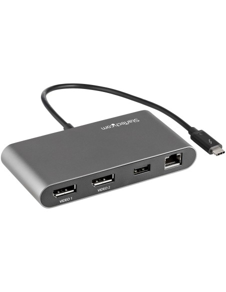 StarTech.com Mini Dock Thunderbolt 3 - Docking Station Portátil para 2 Monitores con DP 4K 60Hz, 1x Hub USB-A (USB 3.0 5 Gbps),