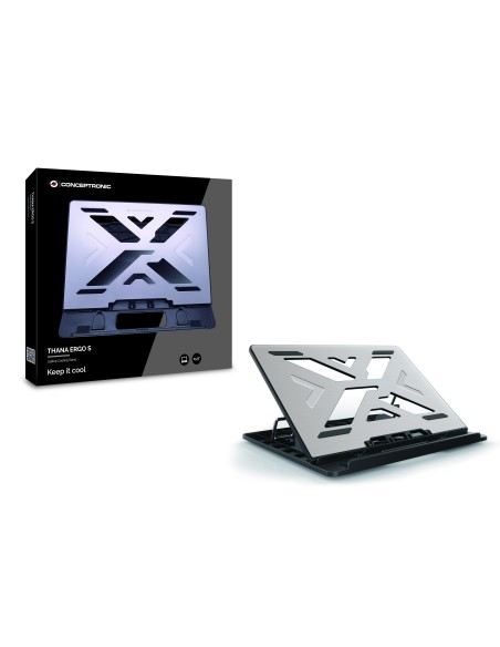 Conceptronic THANA ERGO S, Laptop Cooling Stand Soporte para ordenador portátil Gris 39,6 cm (15.6")