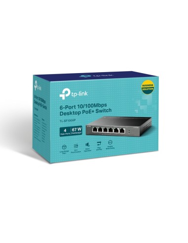 TP-Link TL-SF1006P switch No administrado Fast Ethernet (10 100) Energía sobre Ethernet (PoE) Negro