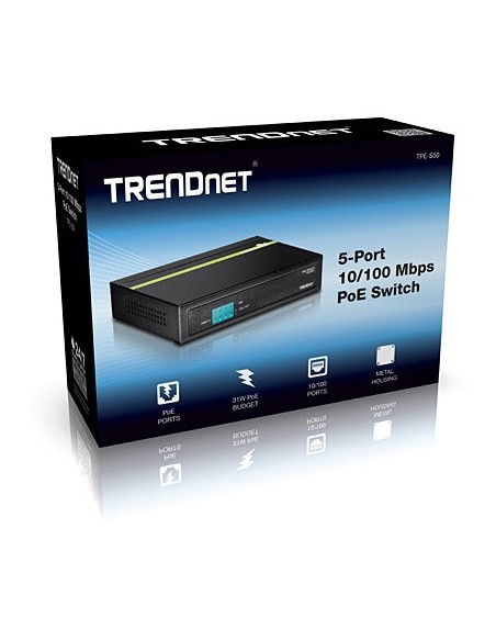 Trendnet TPE-S50 switch No administrado L2 Fast Ethernet (10 100) Energía sobre Ethernet (PoE) Negro
