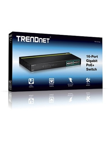 Trendnet TPE-TG160G switch No administrado L2 Gigabit Ethernet (10 100 1000) Energía sobre Ethernet (PoE) 1U Negro