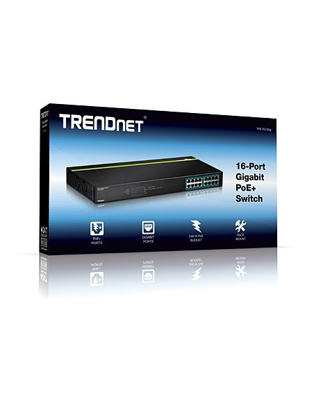 Trendnet TPE-TG160G switch No administrado L2 Gigabit Ethernet (10 100 1000) Energía sobre Ethernet (PoE) 1U Negro