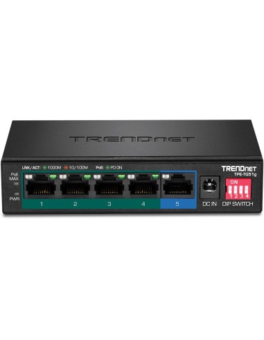 Trendnet TPE-TG51G switch Gigabit Ethernet (10 100 1000) Energía sobre Ethernet (PoE) Negro