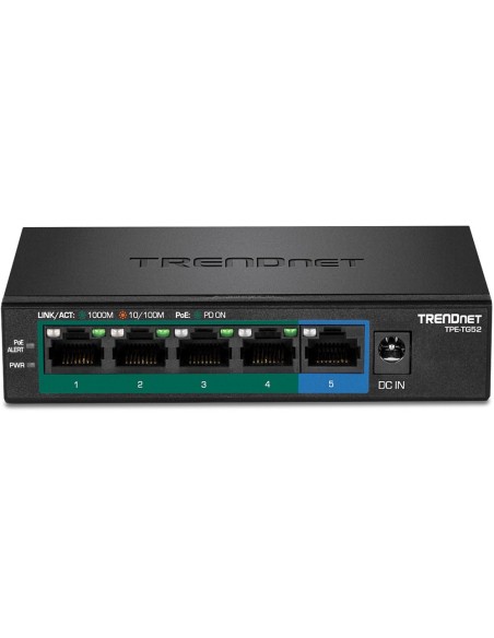 Trendnet TPE-TG52 switch No administrado Gigabit Ethernet (10 100 1000) Energía sobre Ethernet (PoE) Negro