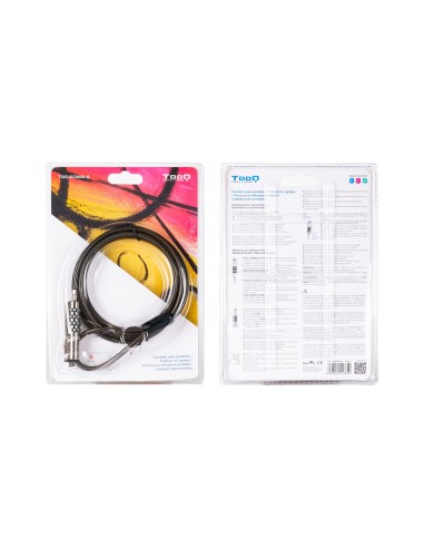 TooQ Cable de Seguridad Tipo NANO con Combinación para Portátiles 1.5 metros, Gris Oscuro