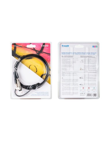 TooQ Cable de Seguridad Tipo NANO con Llave para Portátiles 1.5 metros, Gris Oscuro