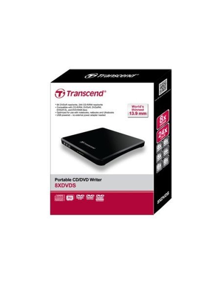 Transcend TS8XDVDS-K unidad de disco óptico DVD±R RW Negro