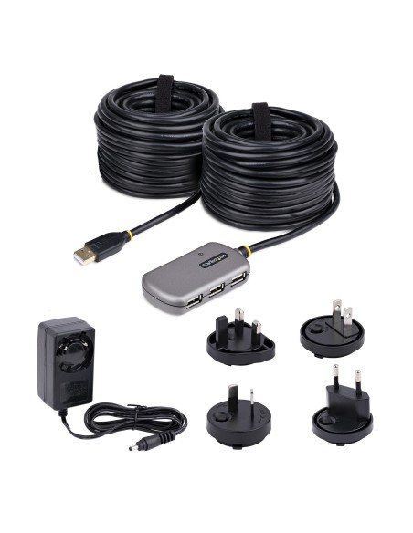 StarTech.com Hub Extensor USB - Concentrador USB con Cable de Extensión de 24m - Cable Alargador USB con Ladrón USB - Repetidor