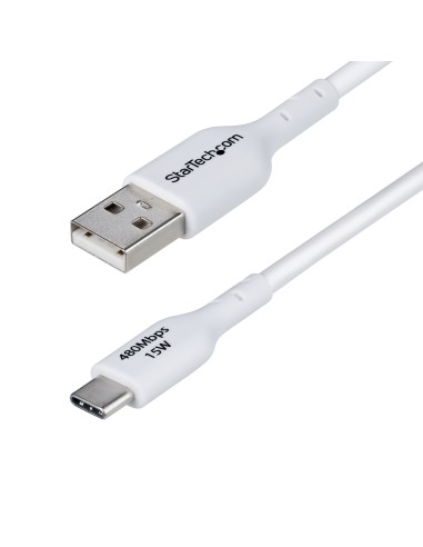 StarTech.com Cable de Carga USB-A a USB-C Blanco de 2m - Cable de Carga USB Tipo C - Carga Rápida de 3A - Cable de