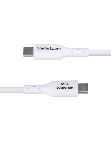 StarTech.com Cable de Carga USB-A a USB-C Blanco de 2m - Cable de Carga USB Tipo C - Carga Rápida de 3A - Cable de