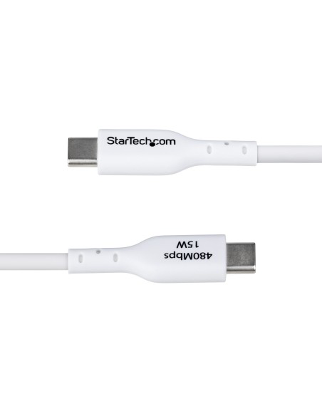 StarTech.com Cable de Carga USB-A a USB-C Blanco de 2m - Cable de Carga USB Tipo C - Carga Rápida de 3A - Cable de
