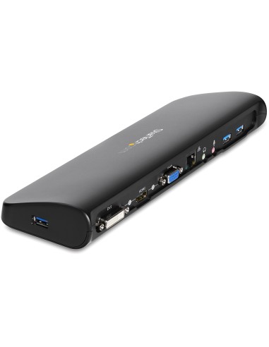 StarTech.com Docking Station USB 3.0 de 2 Monitores para Portátil - HDMI DVI VGA - Hub Ladrón 3x USB-A - GbE - Audio -
