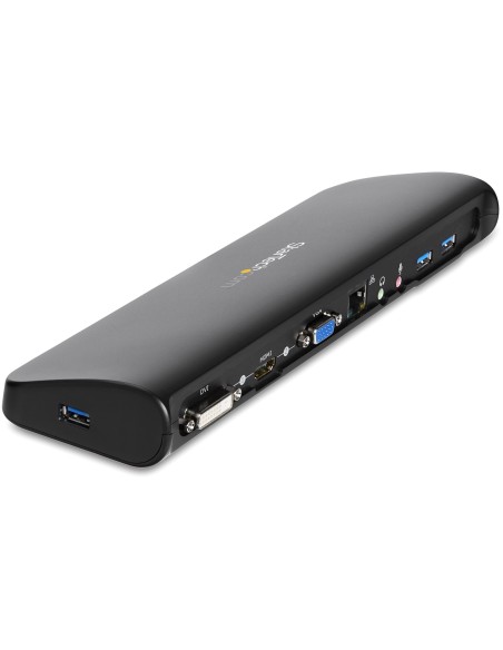 StarTech.com Docking Station USB 3.0 de 2 Monitores para Portátil - HDMI DVI VGA - Hub Ladrón 3x USB-A - GbE - Audio -