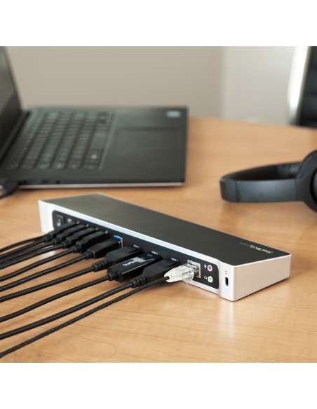 StarTech.com Docking Station USB 3.0 2x DisplayPort y HDMI 4K para 3 Monitores - Hub 5x USB-A (1x Fast Charge) - Audio de 3,5mm