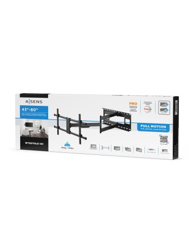 AISENS Soporte Pro Giratorio, Inclinable Y Nivelable Para Monitor tv 50kg De 43-80, Negro