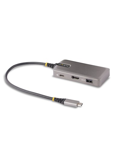StarTech.com Adaptador Multipuertos USB-C - Docking Station USB Tipo C HDMI 4K60 - Hub Ladrón USB 3.0 de 3 Puertos - Entrega de
