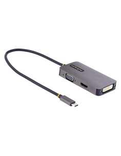 StarTech.com Adaptador de Vídeo USB C, Adaptador USB Tipo C a HDMI VGA DVI hasta 4K 60Hz, Adaptador de Pantalla Multipuertos,